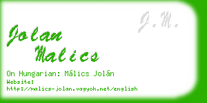 jolan malics business card